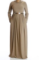 Mocha Urban Hooded Maxi dress Kabayare