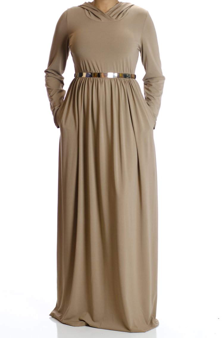 Mocha Urban Hooded Maxi dress Kabayare