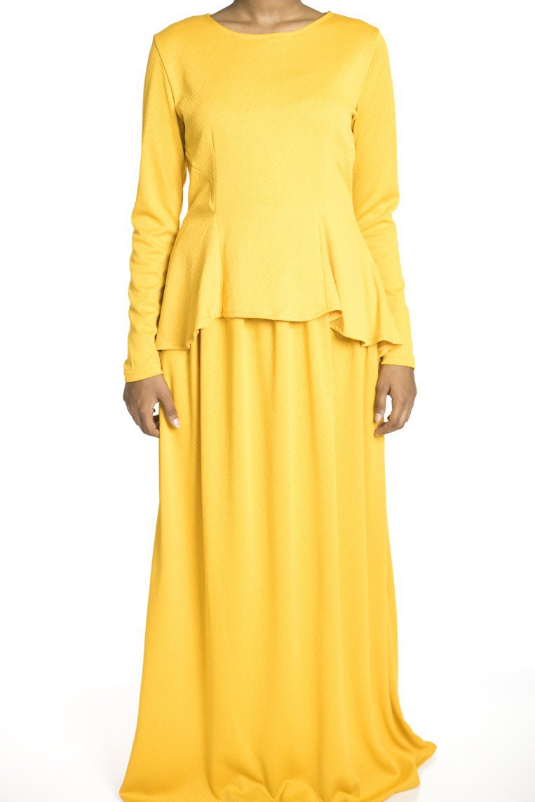 Mustard Hi-low Peplum Top Kabayare