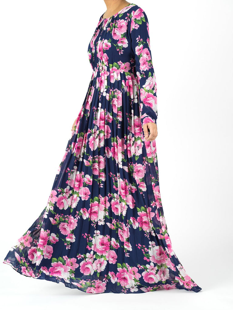 Navy Amani Floral Maxi dress Kabayare