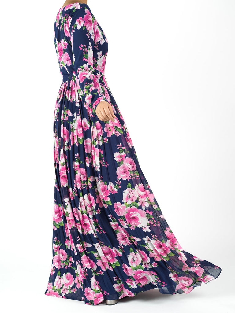 Navy Amani Floral Maxi dress Kabayare