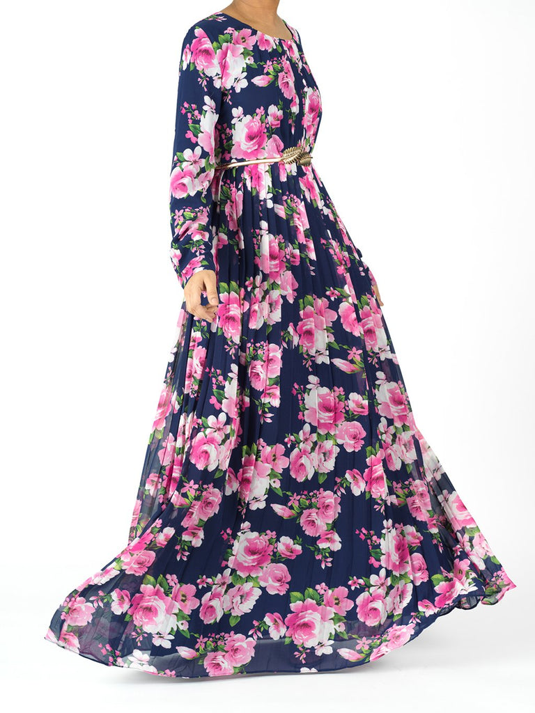 Navy Amani Floral Maxi dress Kabayare