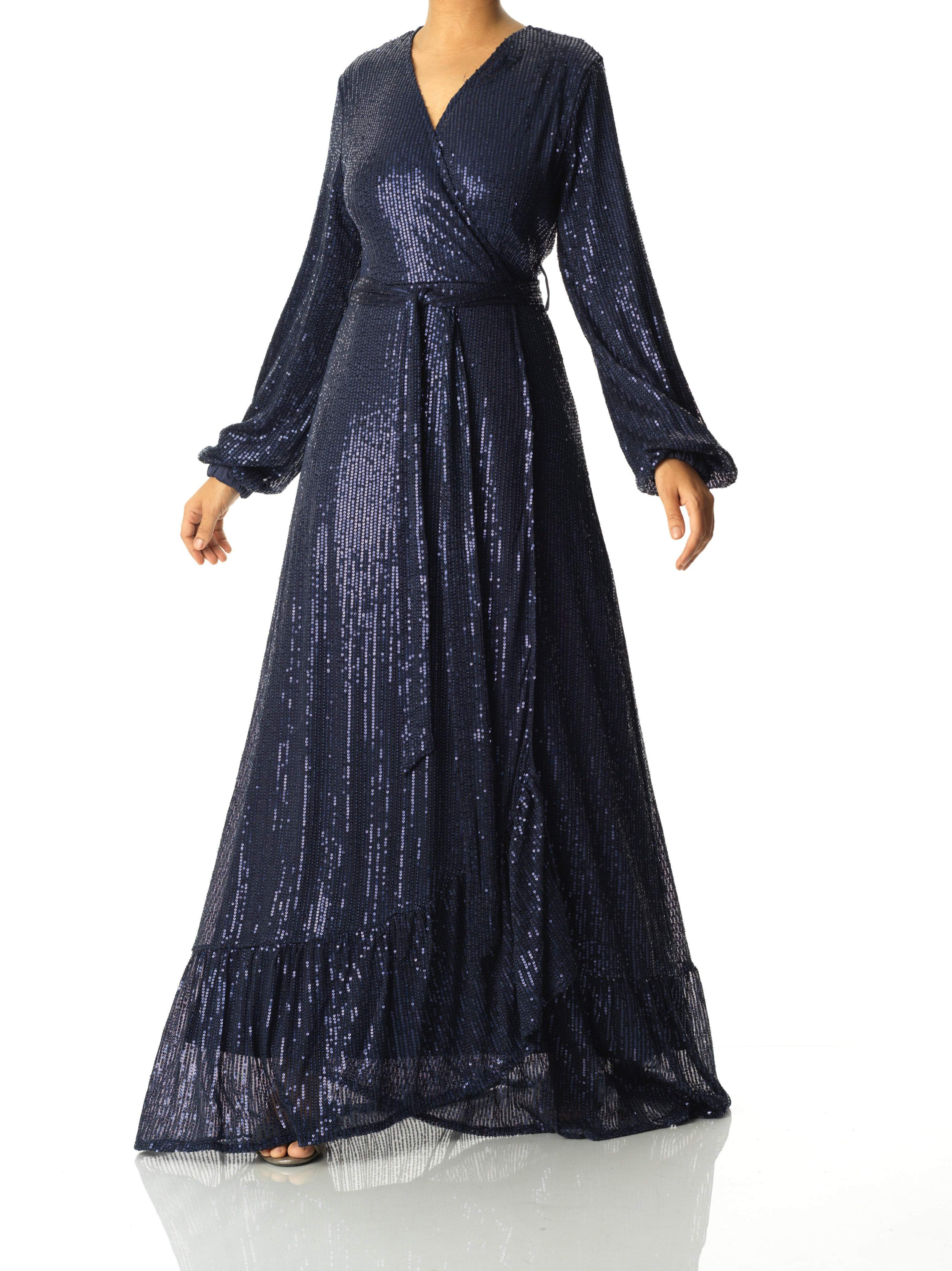 Navy Bella sequin wrapped maxi dress Kabayare
