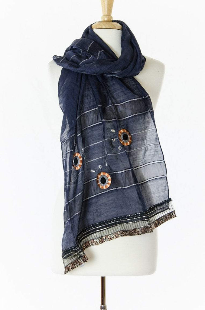 Navy Blue Tribal Scarf Kabayare