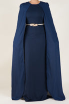 Navy Cape Elegant Dress Kabayare