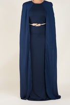 Navy Cape Elegant Dress Kabayare