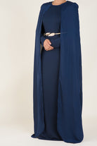 Navy Cape Elegant Dress Kabayare