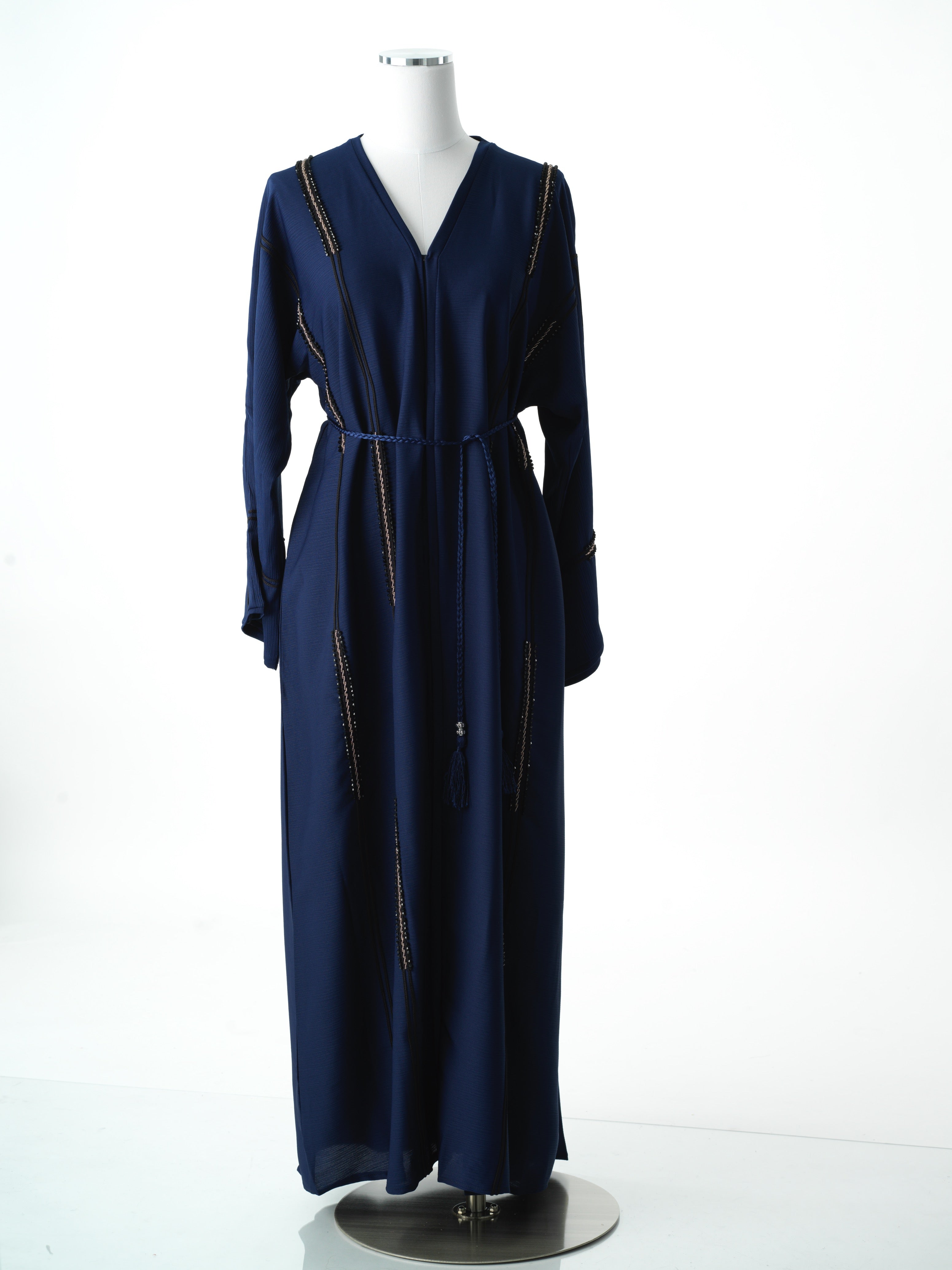Navy dahaba linen abaya set Kabayare