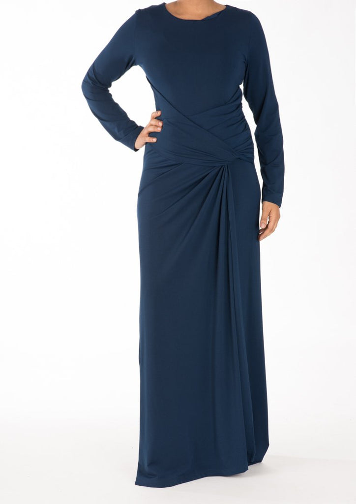 Navy Drapes Maxi Dress Kabayare