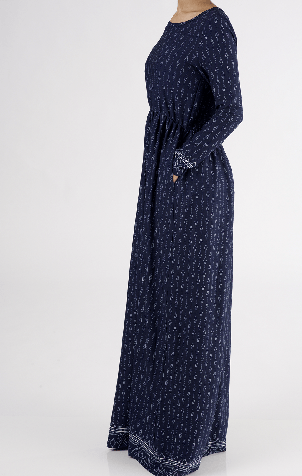 Navy Drops Textured Print Dress Kabayare