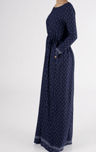 Navy Drops Textured Print Dress Kabayare