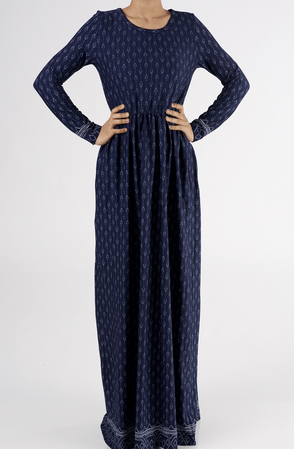 Navy Drops Textured Print Dress Kabayare