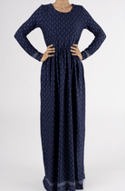 Navy Drops Textured Print Dress Kabayare