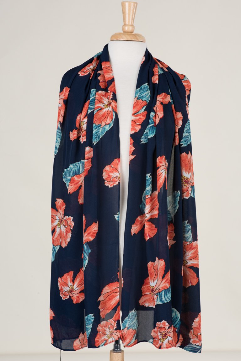 Navy Floral Blooms Hijab Kabayare
