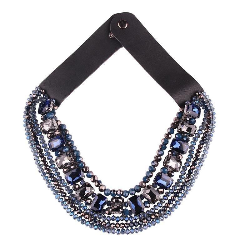 Navy gem Statement Necklace Kabayare