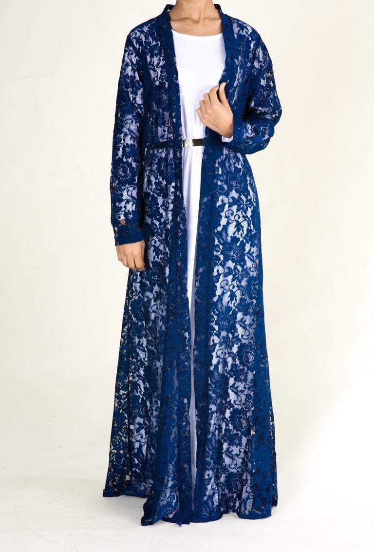 Navy Lace Maxi Cardigan Kabayare