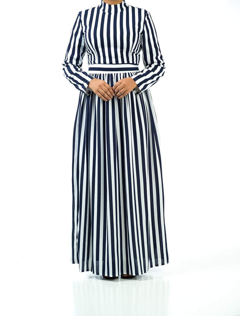 Navy long sleeve Striped maxi dress Kabayare