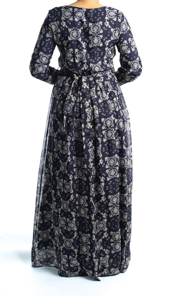 Navy Moroccan print  Maxi dress Kabayare