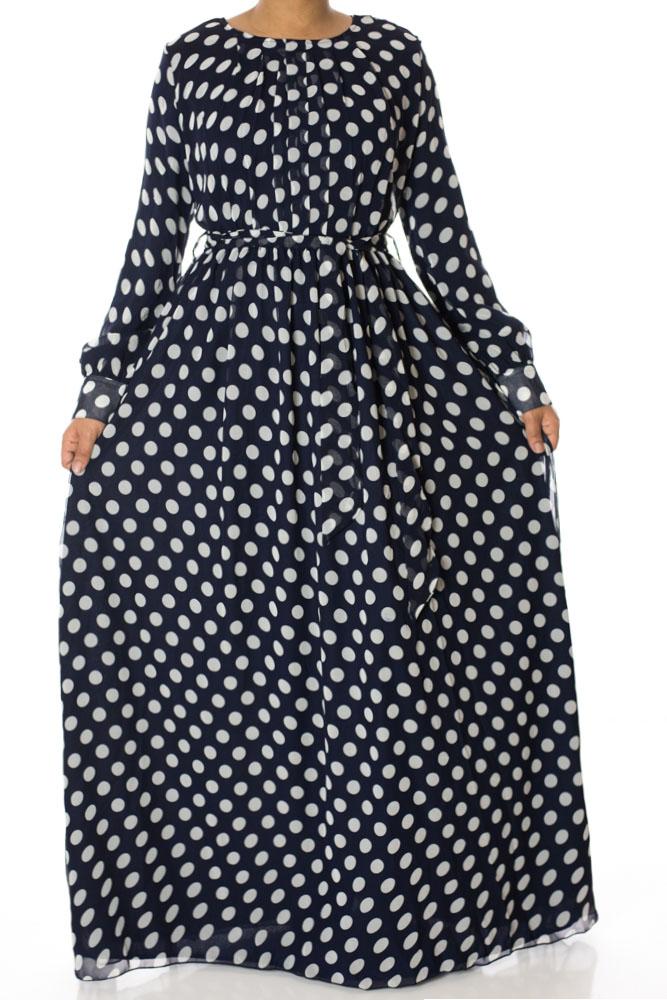 Navy Polka dot maxi dress Kabayare