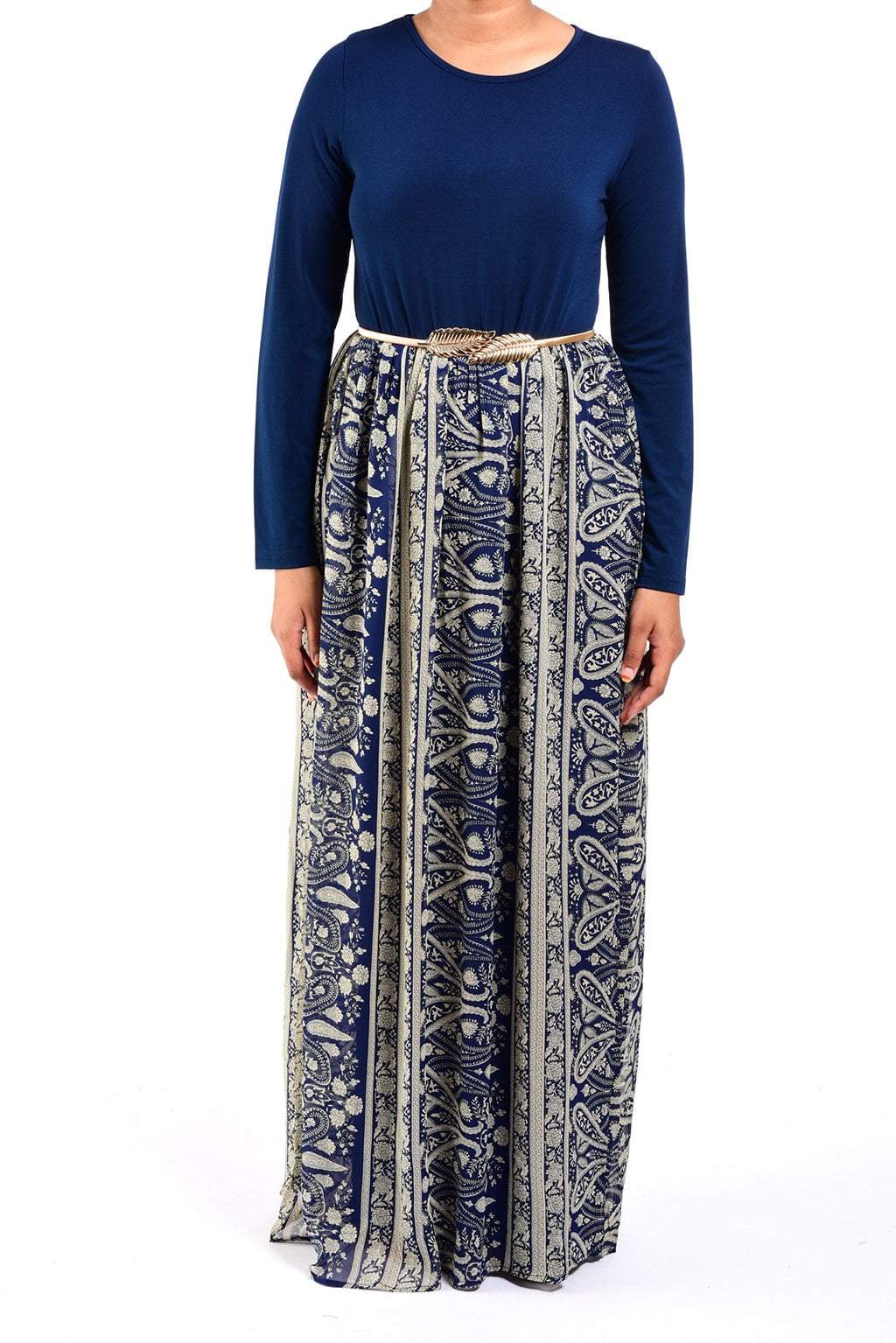 Navy river Chiffon Dress Kabayare