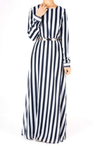 Navy Striped Chiffon dress Kabayare