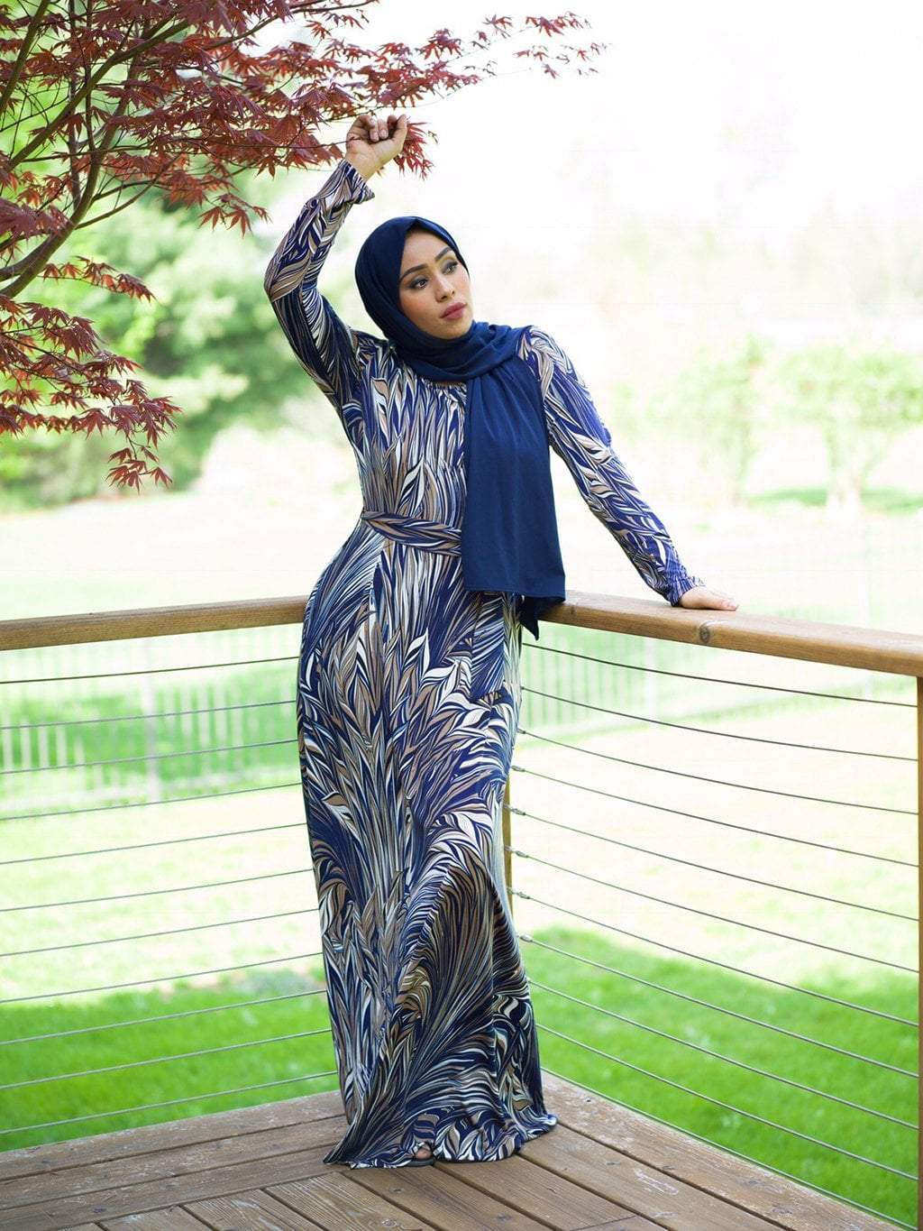 Navy Tamara Maxi Print Dress Kabayare