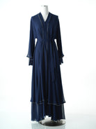 Navy tiered chiffon abaya Kabayare