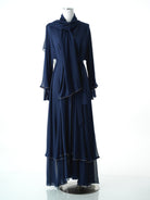 Navy tiered chiffon abaya Kabayare