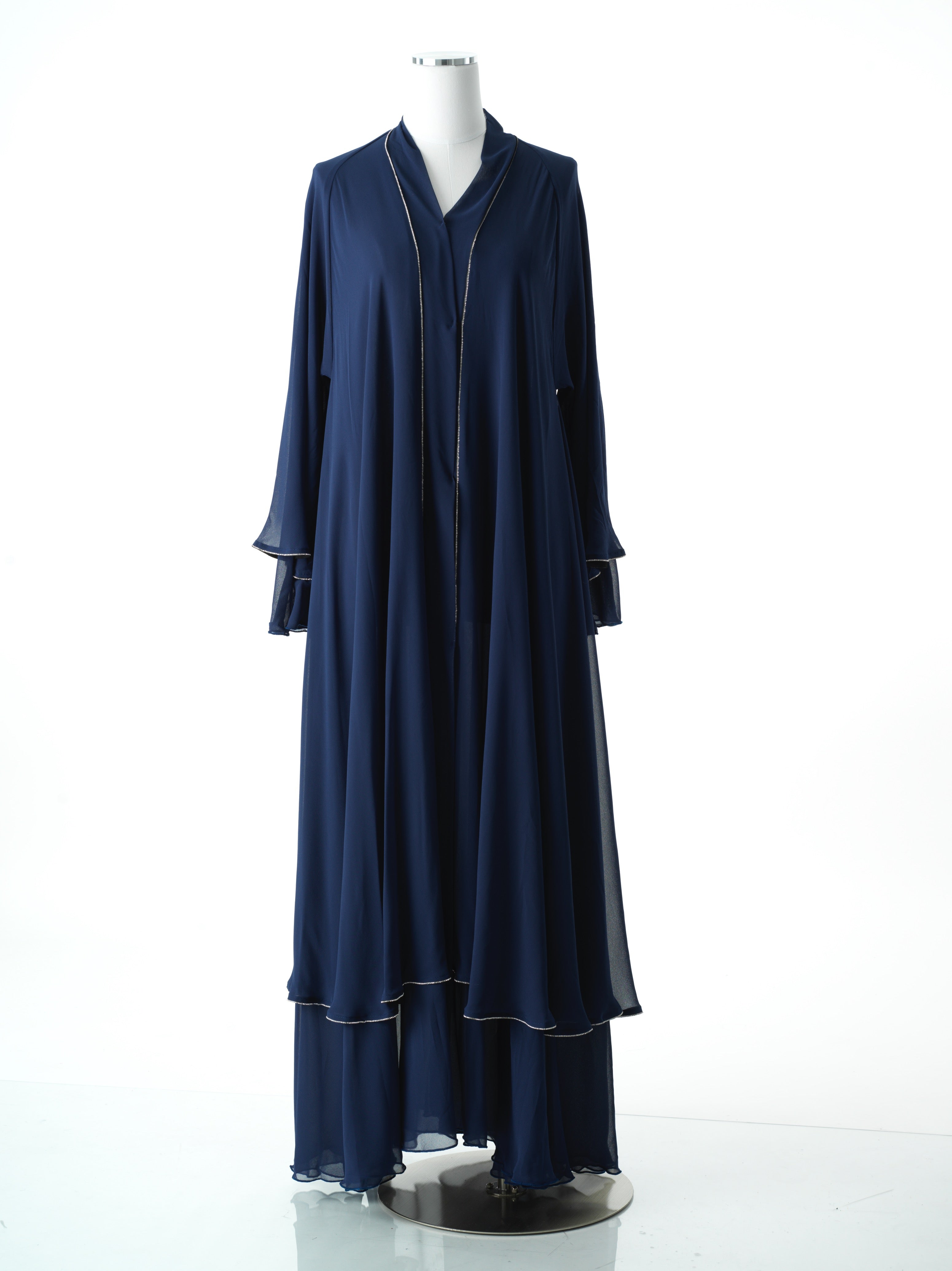 Navy tiered chiffon abaya Kabayare