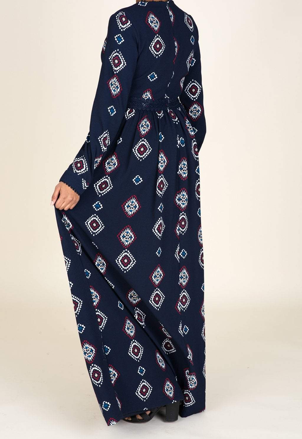 Navy Tribal Print Maxi Dress Kabayare