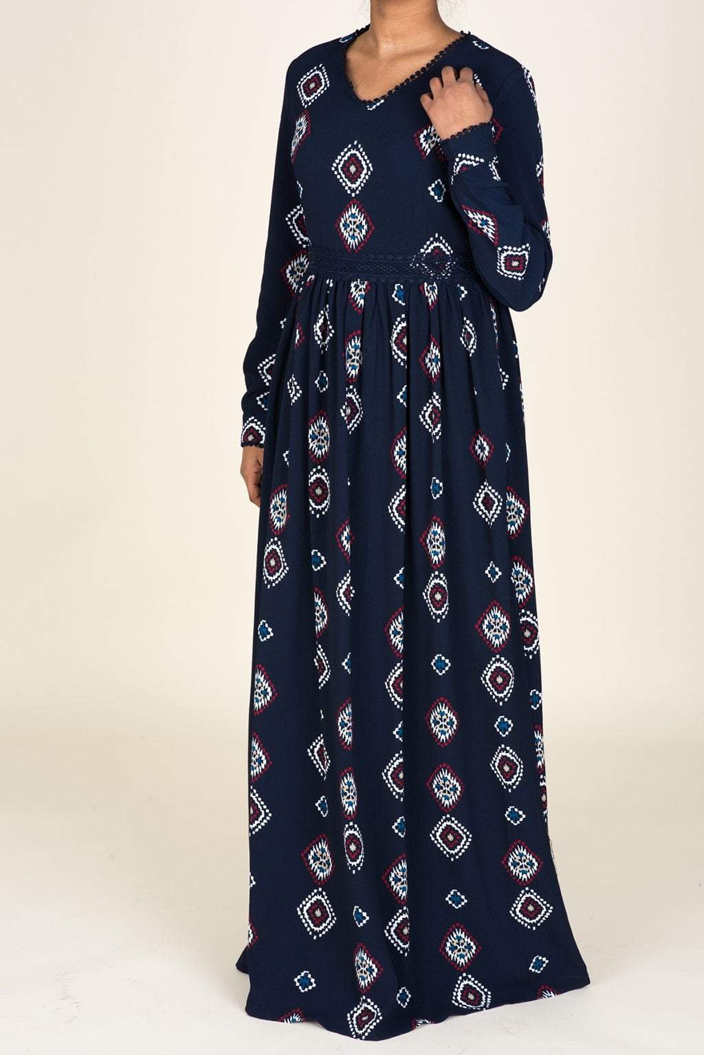 Navy Tribal Print Maxi Dress Kabayare
