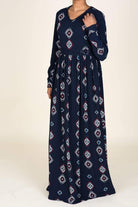 Navy Tribal Print Maxi Dress Kabayare