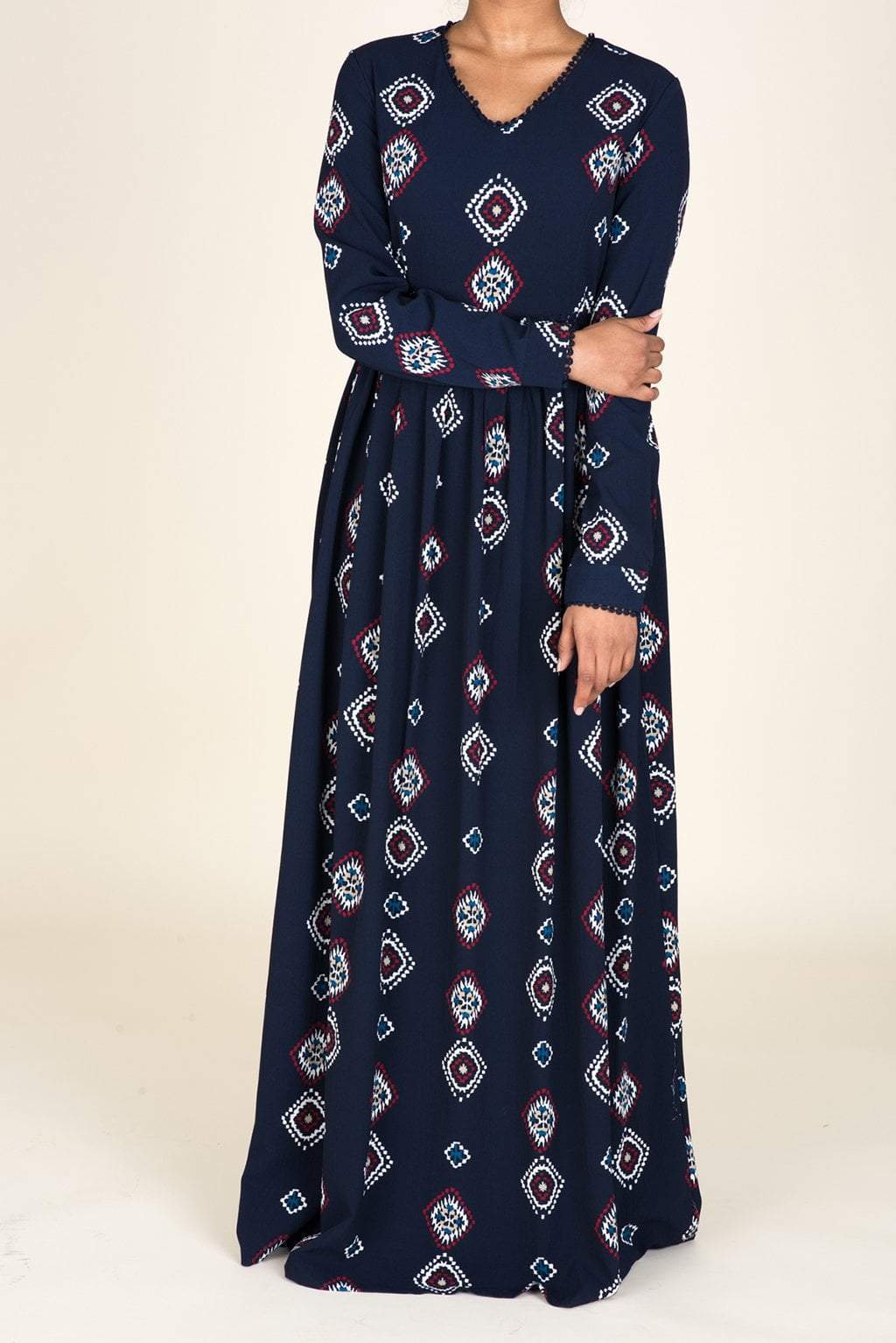 Navy Tribal Print Maxi Dress Kabayare