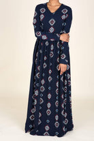 Navy Tribal Print Maxi Dress Kabayare