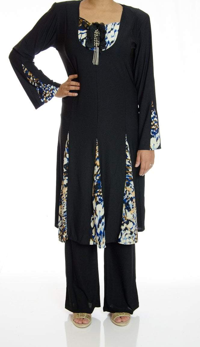 Navy Tunic with Pants Set Kabayare