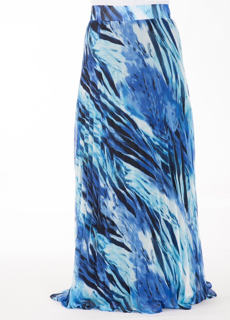 ocean Blue chiffon Maxi Skirt Kabayare