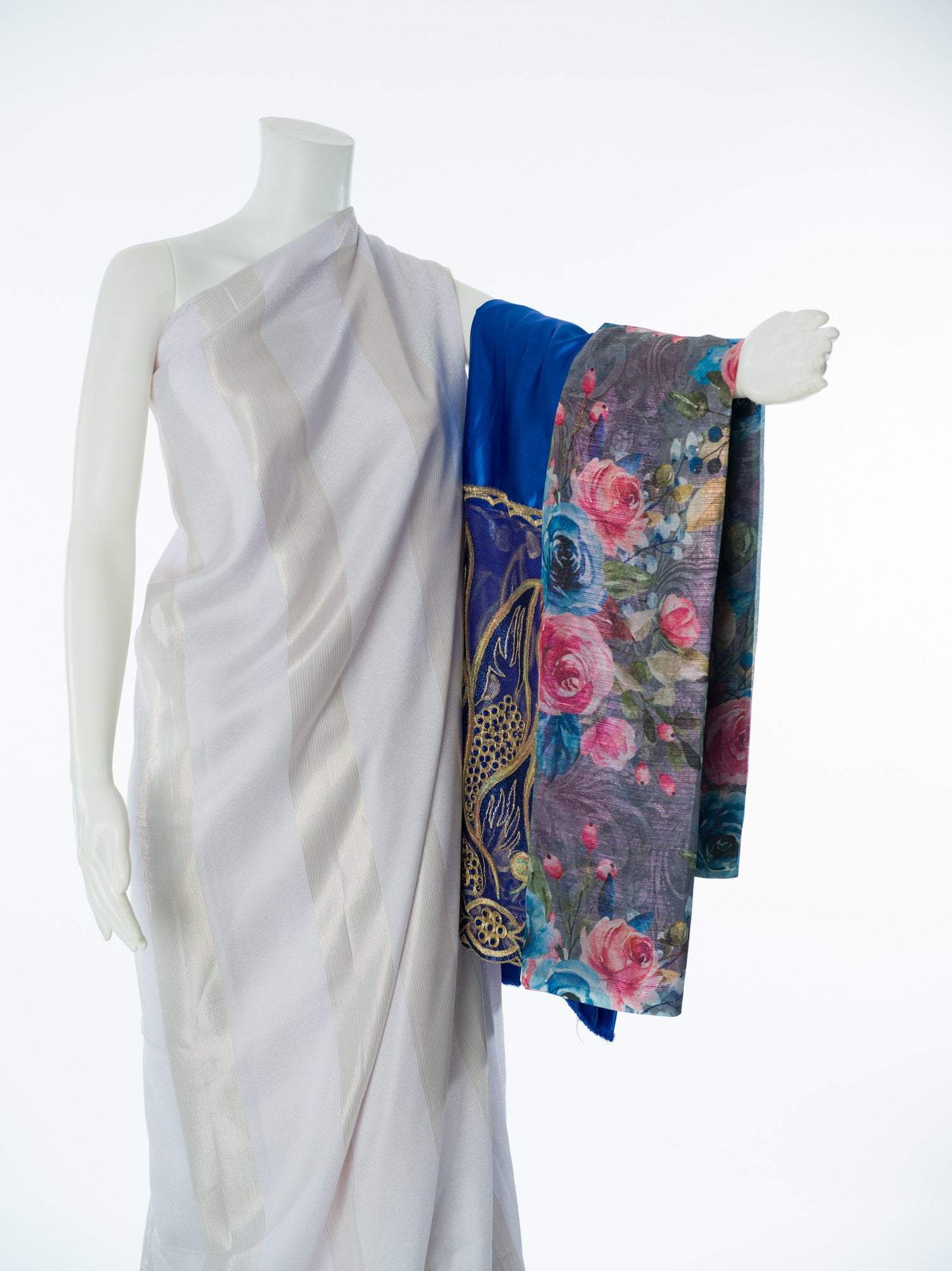 Off White Goden saree Dirac sets - Kabayare Fashion (5667548364949)
