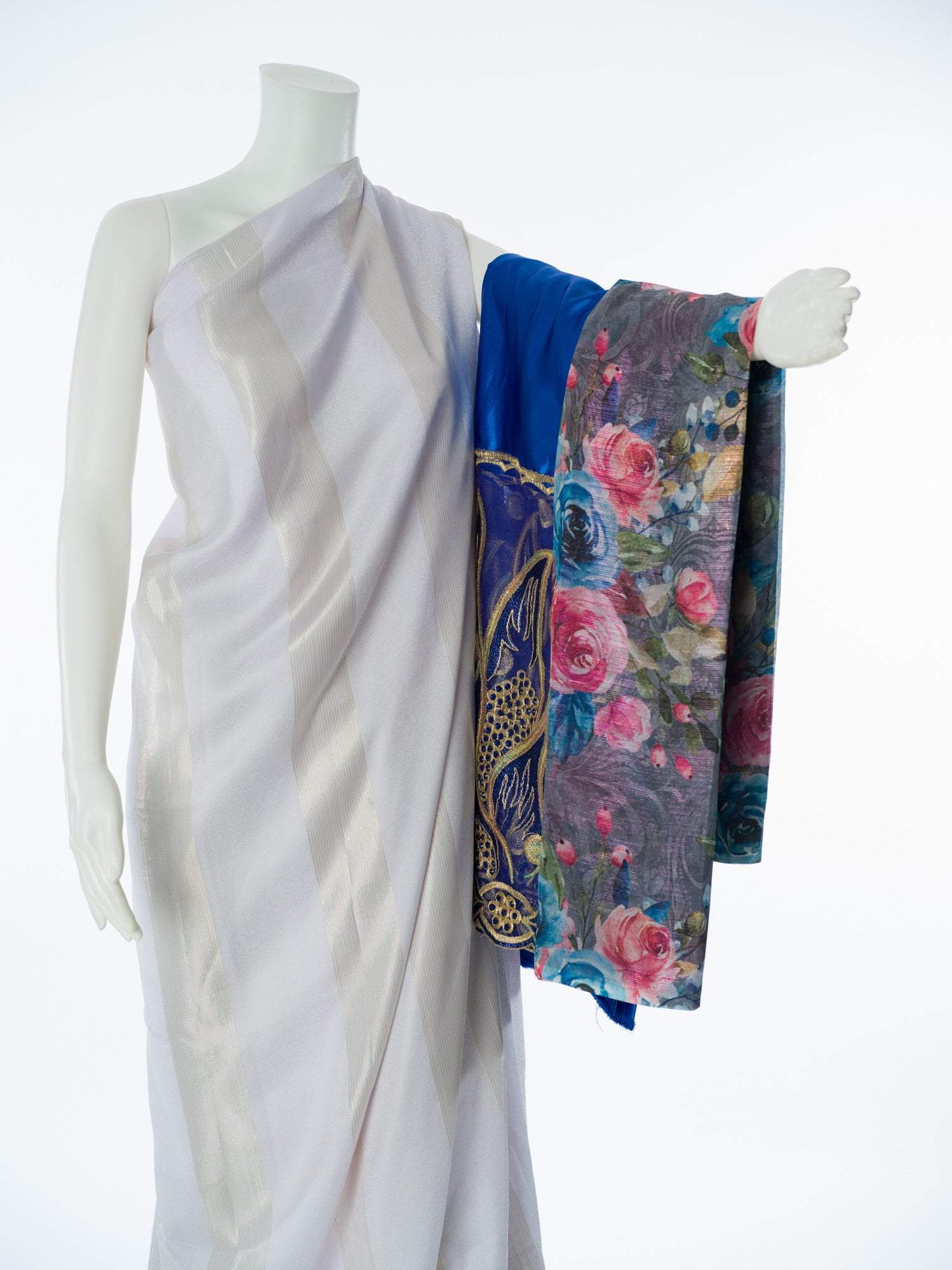 Off White Goden saree Dirac sets - Kabayare Fashion (5667548364949)