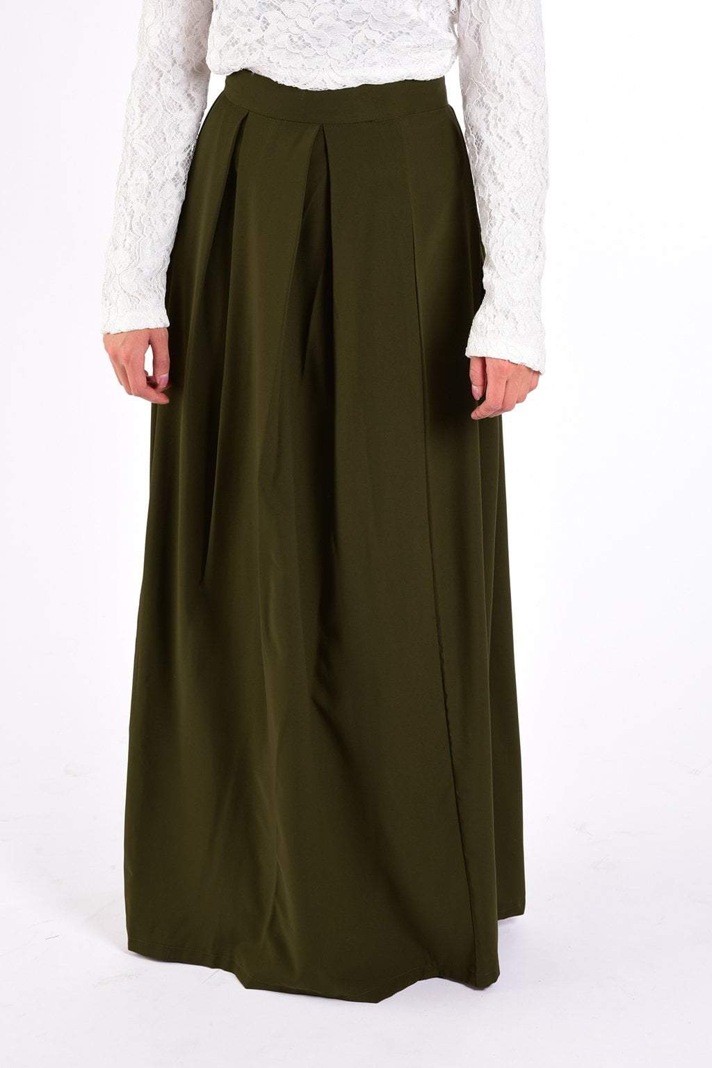 Olive Flare Maxi Skirt Kabayare