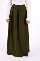 Olive Flare Maxi Skirt Kabayare