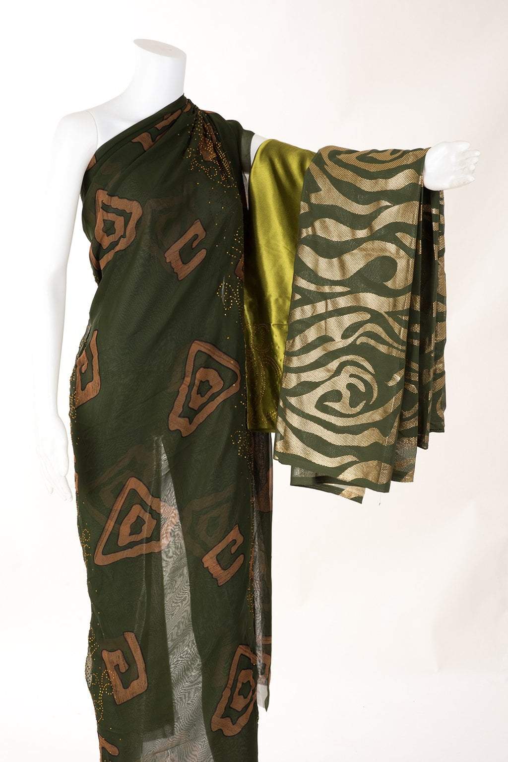Olive Print Chiffon Dirac Kabayare