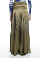 Olive Satin Silk Skirt Kabayare