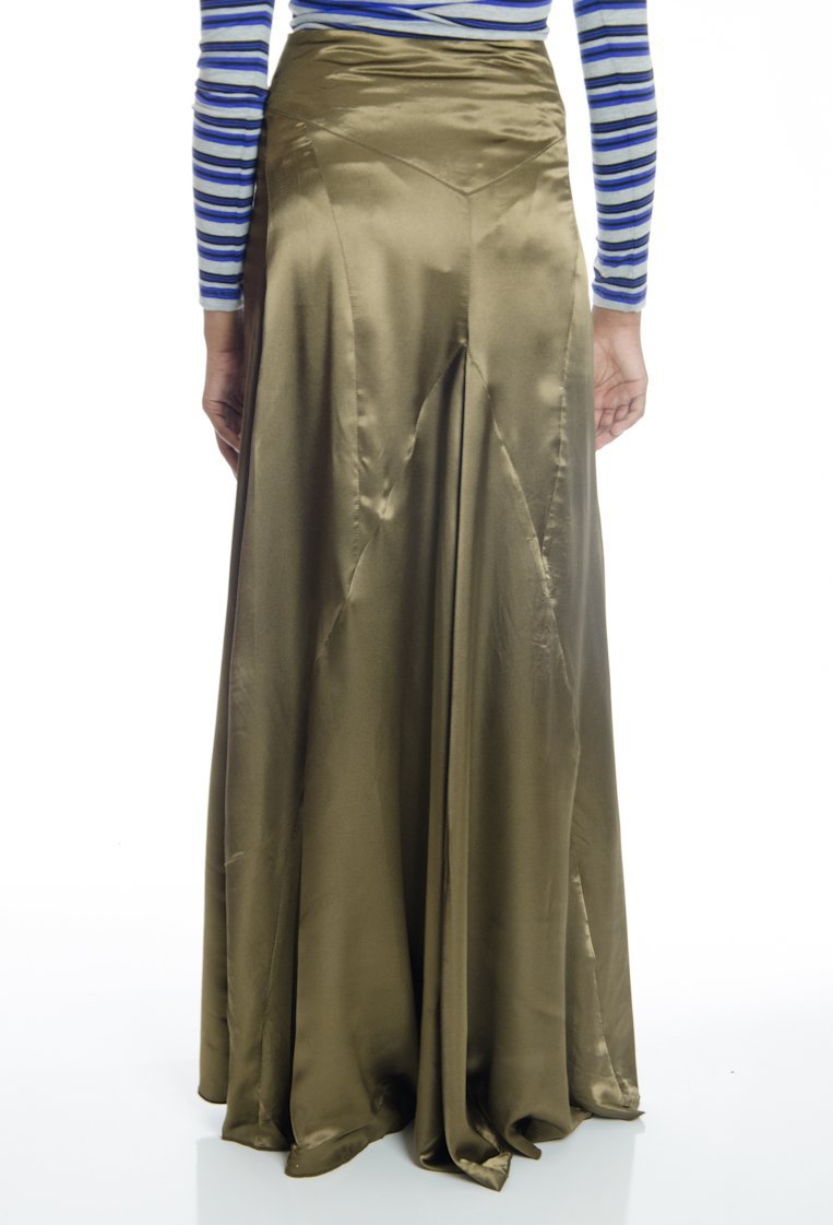 Olive Satin Silk Skirt Kabayare