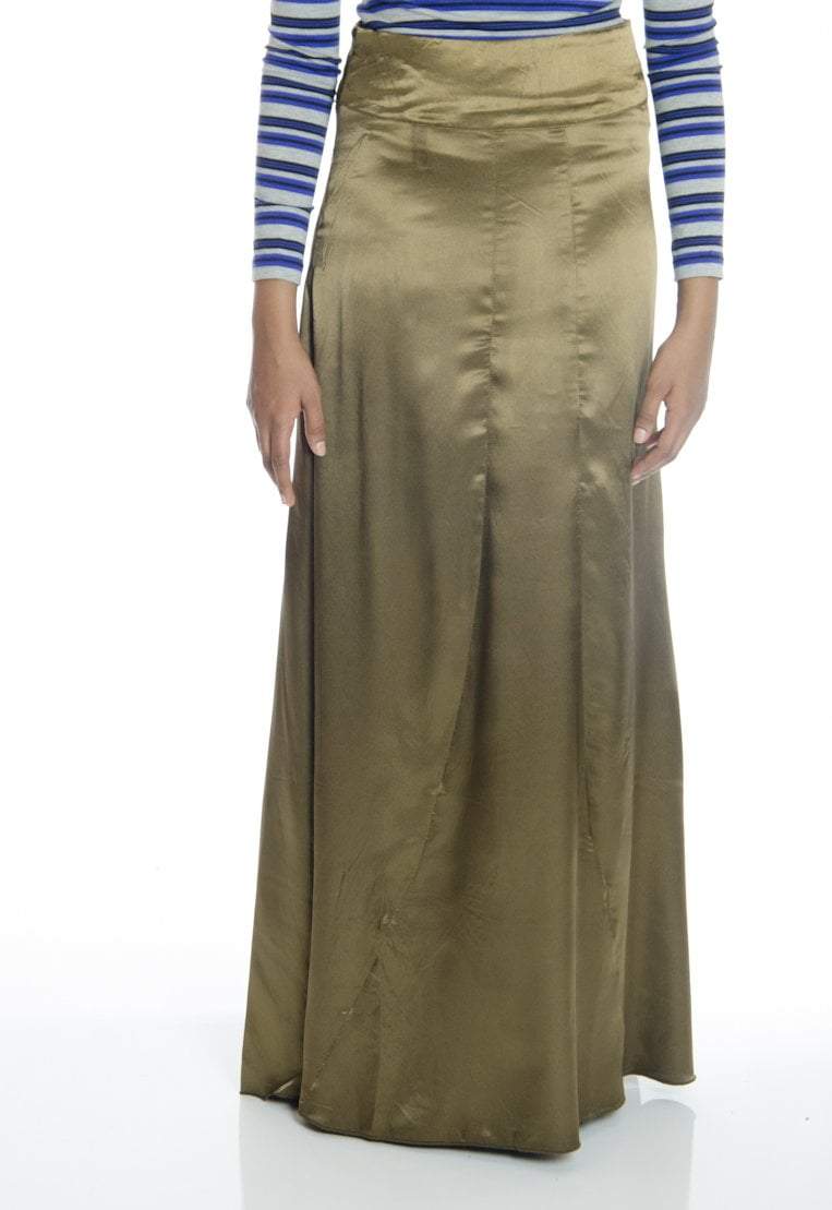 Olive Satin Silk Skirt Kabayare