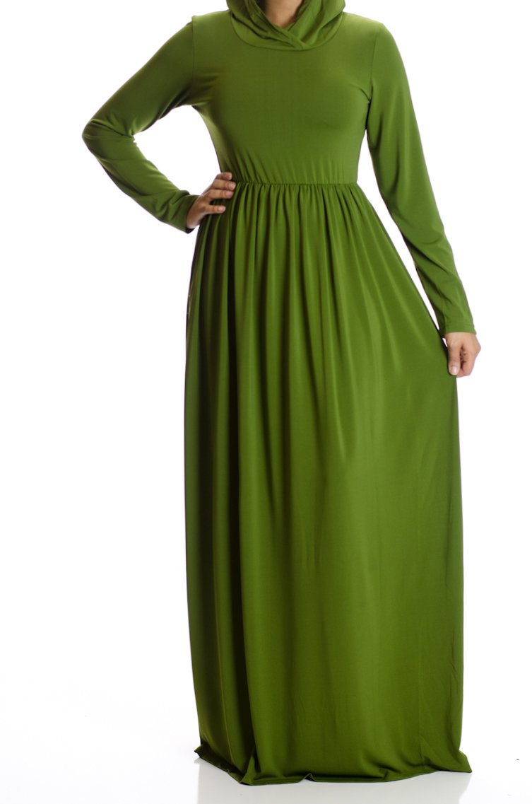 Olive Urban Hooded Maxi Dress Kabayare