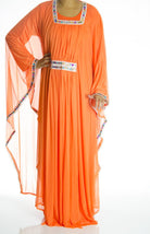Orange 2-Piece Bedazzle Kaftan Dress Kabayare