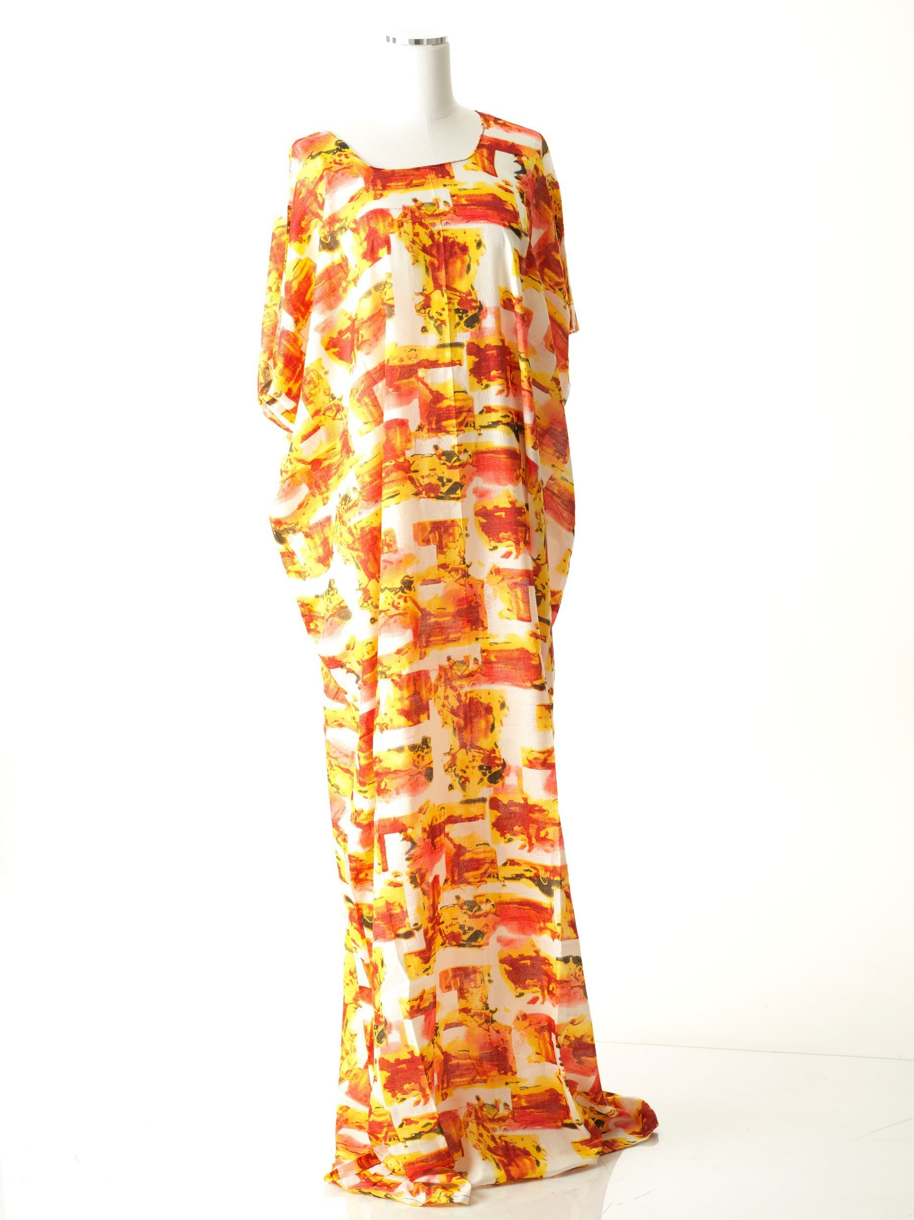 Orange Abstract art bati dress Kabayare