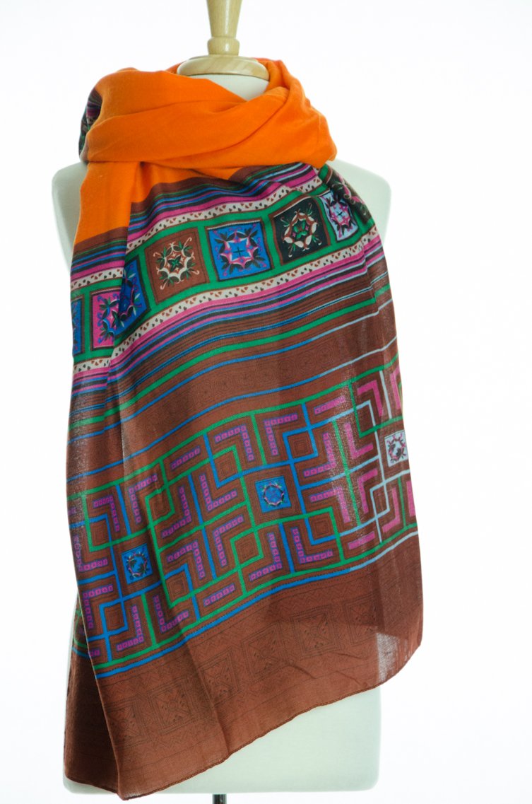 Orange geometric  Scarf Kabayare