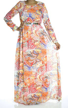 Orange paisley Maxi dress Kabayare
