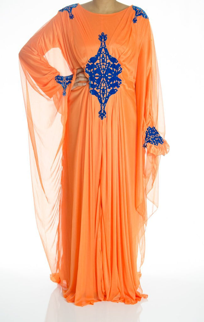 Orange Velvet Masquerade Kaftan Dress Kabayare